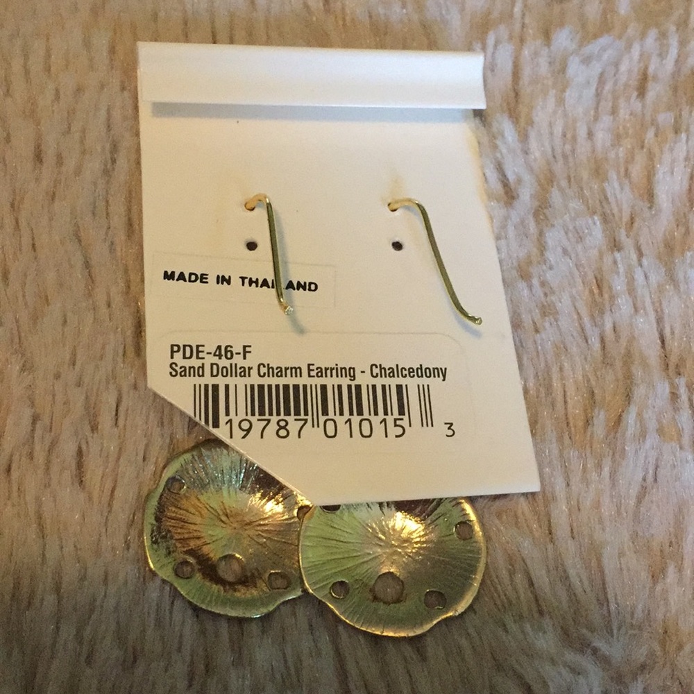 Elly Preston drop dangle sand dollar earrings - Picture 2 of 3